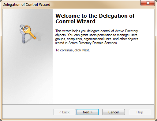 Delegation of Control Wizard - Welcome